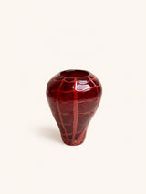 Rood – GRID - Vase - Glas - DIA 20,3 x H 27 cm - Rot