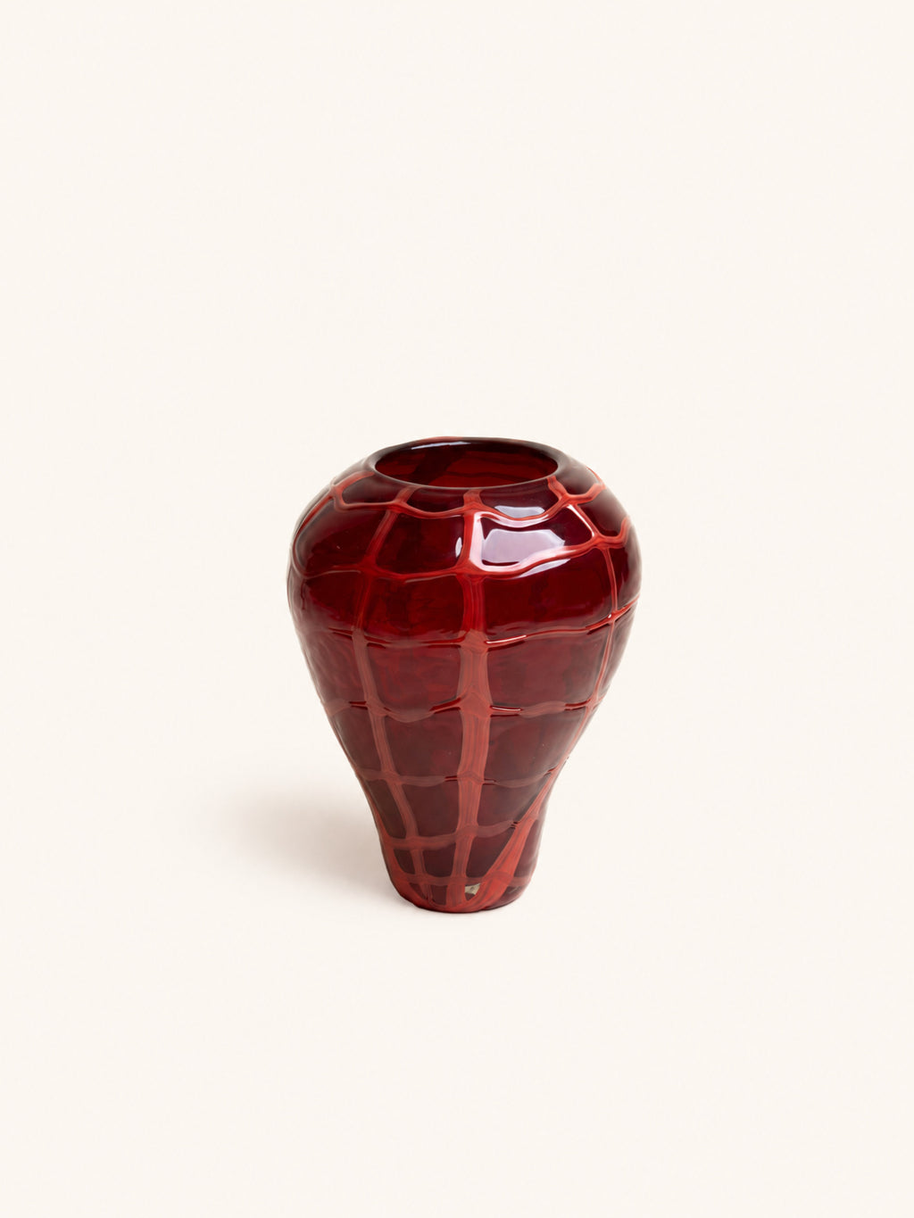 GRID - vase - verre - DIA 20,3 x H 27 cm - rouge