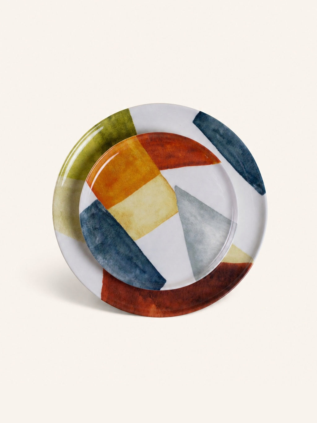 ABSTRA - plato de postre - porcelana - DIA 20 x H 2,5 cm - mezcla de colores