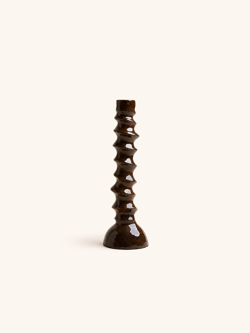 MODI - candle holder - aluminium - DIA 9 x H 28,5 cm - caramel