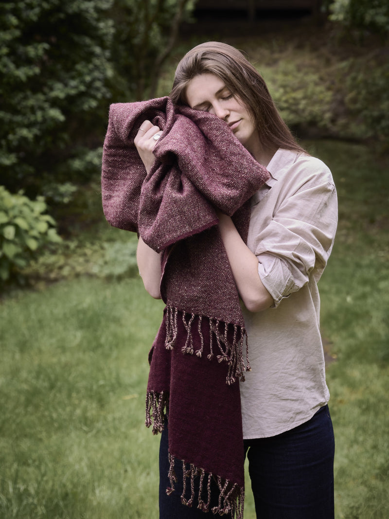 MAKALU - throw - recycled wool - L 170 x W 130 cm - burgundy