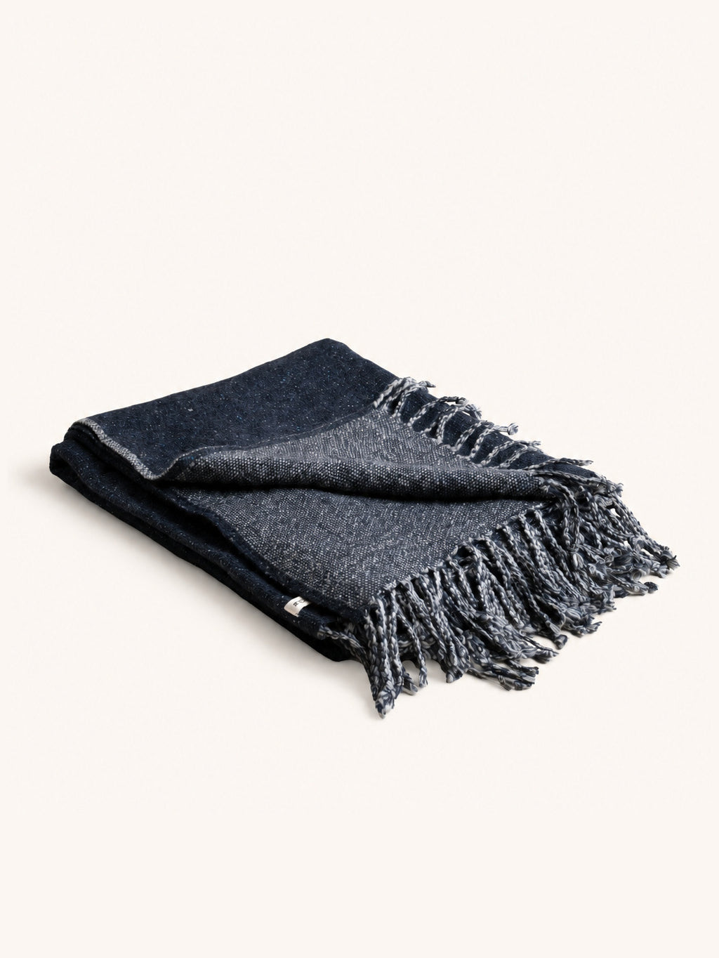MAKALU - manta - lana reciclada - L 170 x W 130 cm - azul