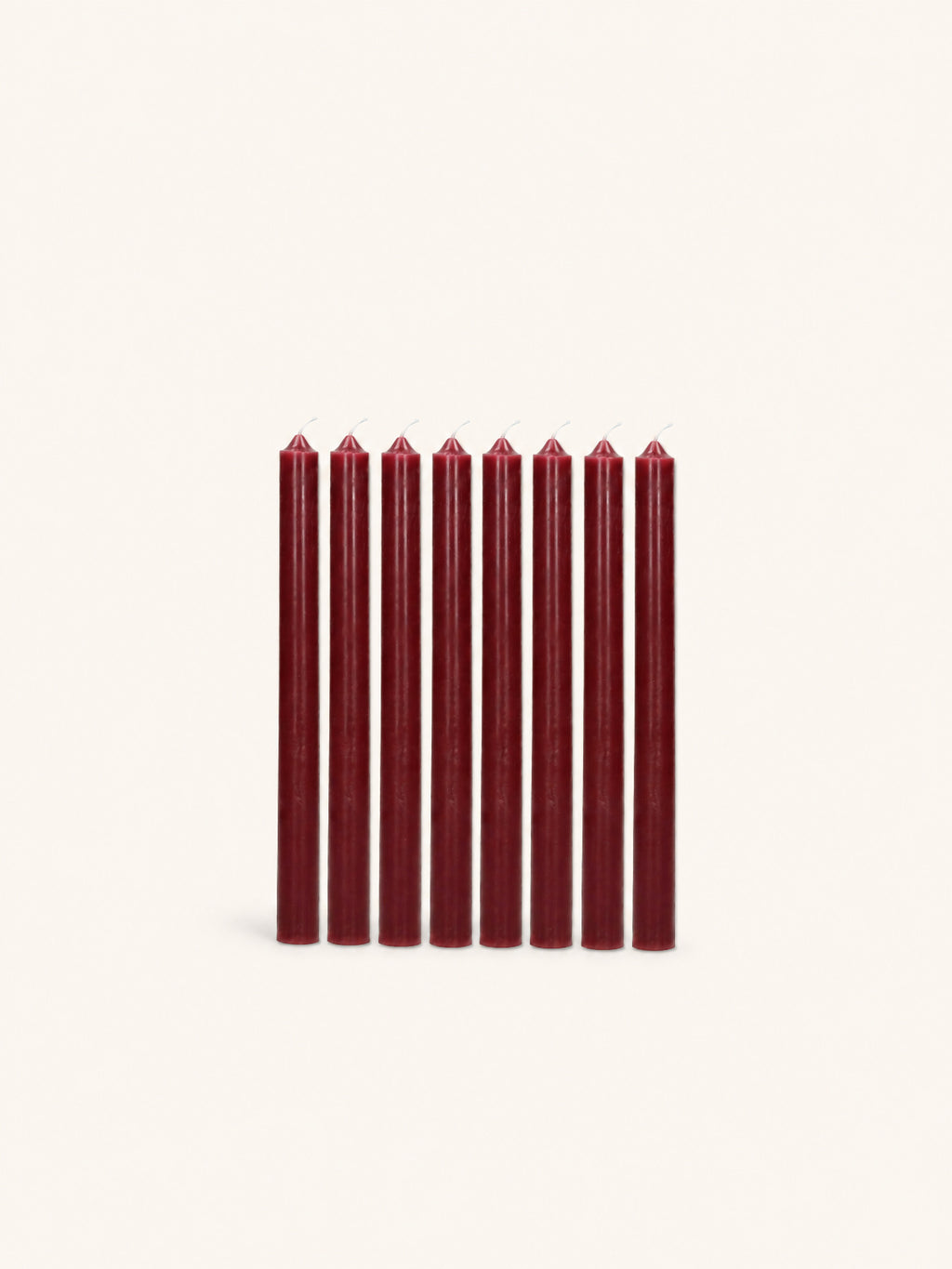 CANDLE - set/8 bougies - cire de paraffine - DIA 2,2 x H 25 cm - bordeaux