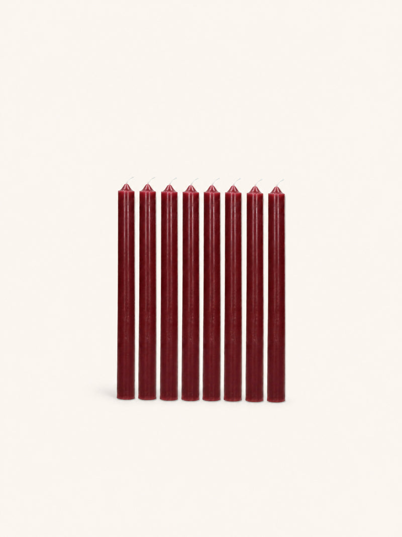 CANDLE - set/8 candles - paraffin wax - DIA 2,2 x H 25 cm - burgundy