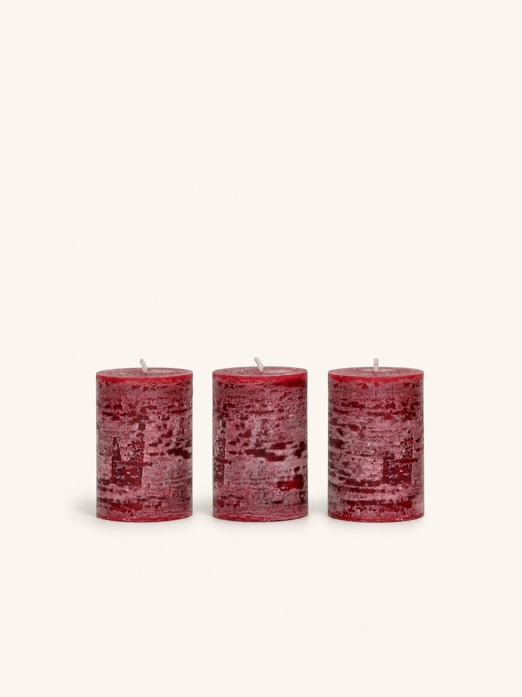 CANDLE - set/3 kaarsen - paraffine wax - DIA 5 x H 7,5 cm - bordeaux
