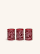 CANDLE - set/3 kaarsen - paraffine wax - DIA 5 x H 7,5 cm - bordeaux