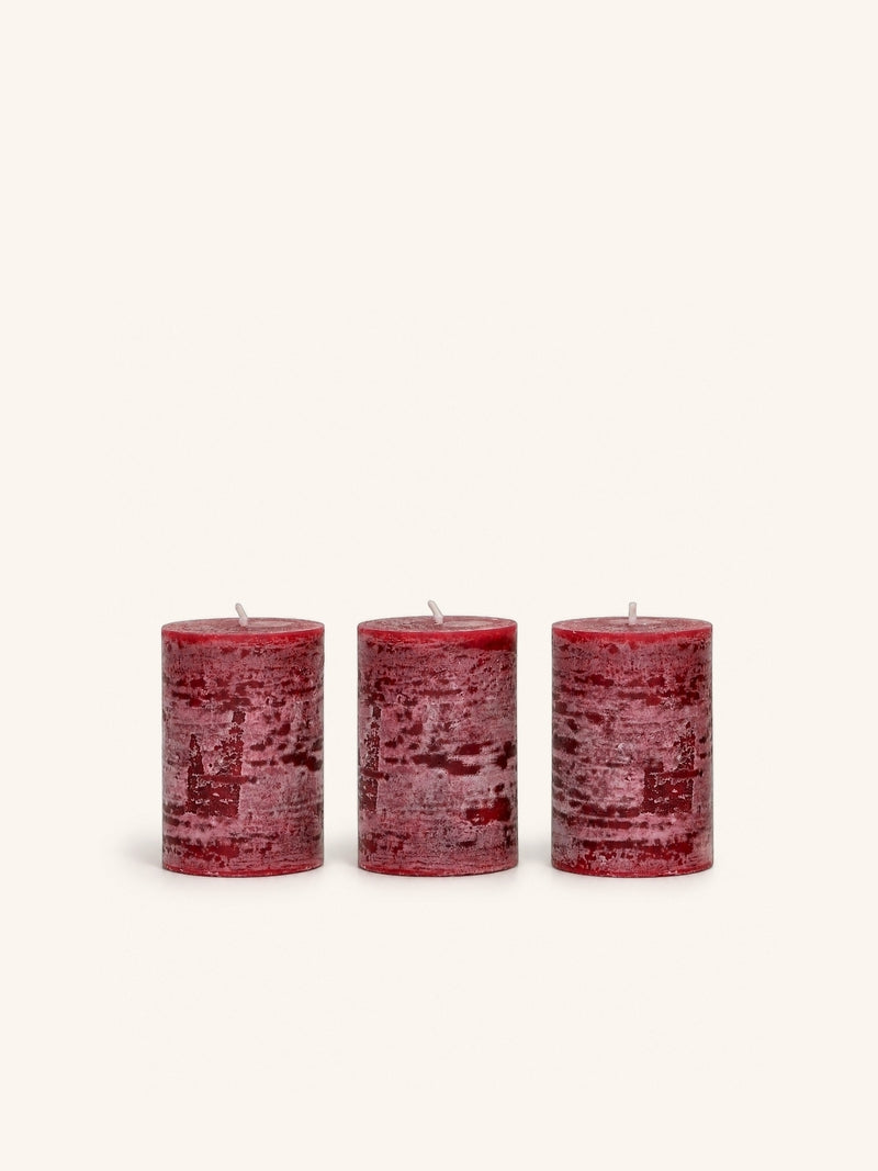CANDLE - set/3 candles - paraffin wax - DIA 5 x H 7,5 cm - Bordeaux