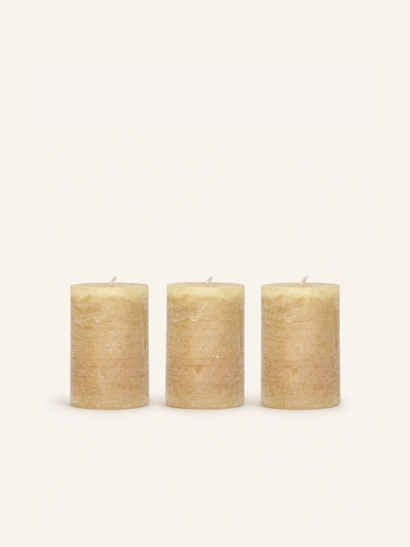 CANDLE - set/3 candles - paraffin wax - DIA 5 x H 7,5 cm - honey