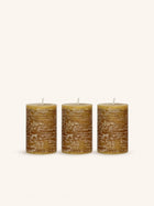 CANDLE - set/3 kaarsen - paraffine wax - DIA 5 x H 7,5 cm - mosterd