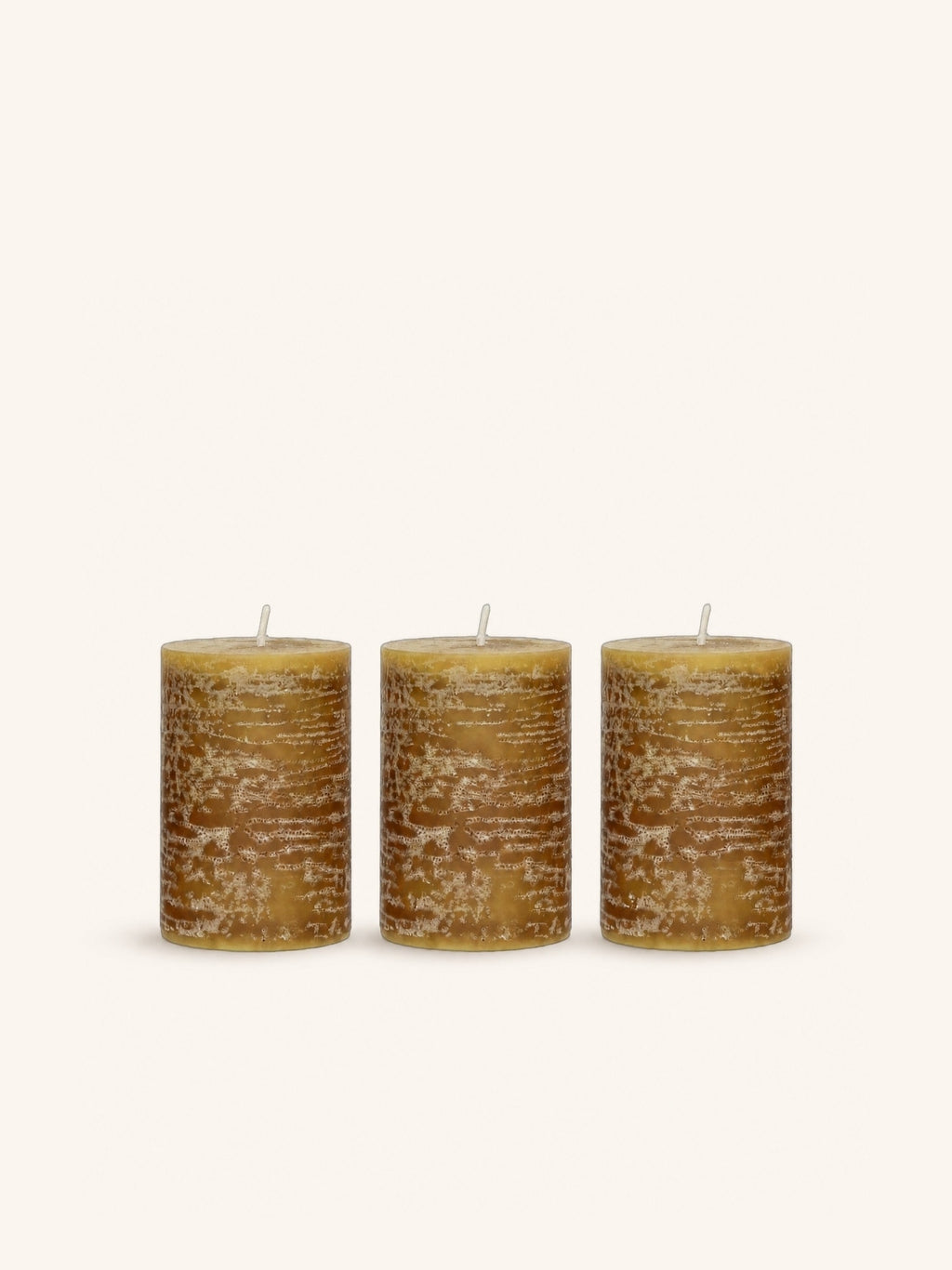 CANDLE - set/3 candles - paraffin wax - DIA 7 x H 10 cm - mustard