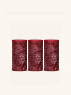 CANDLE - lot de 3 bougies - cire de paraffine - DIA 7 x H 14 cm - bordeaux