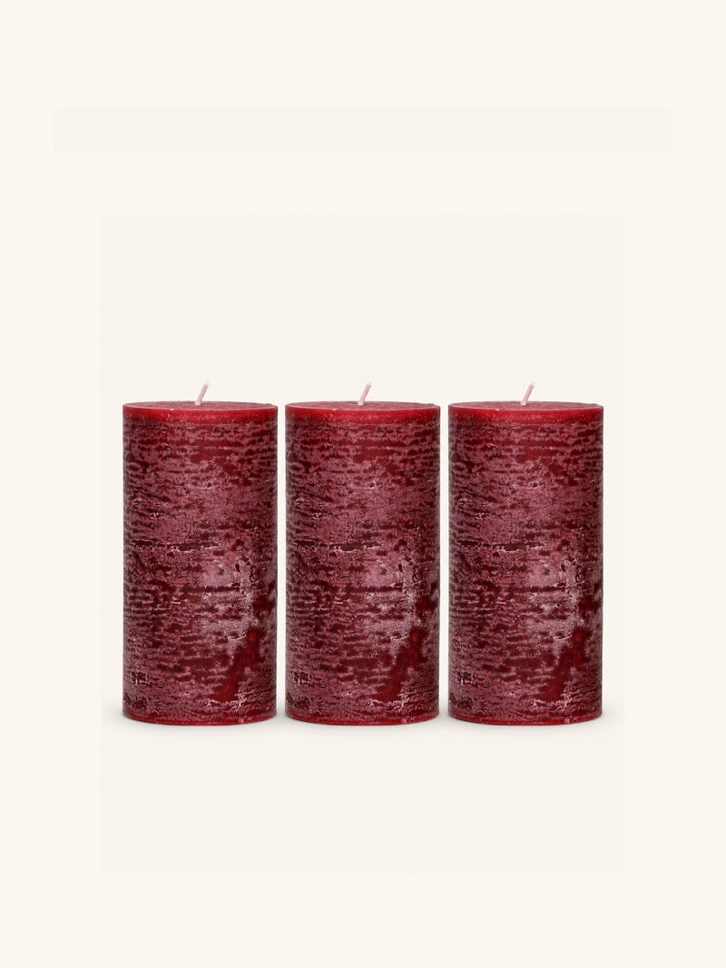 CANDLE - set/3 candles - paraffin wax - DIA 7 x H 14 cm - Bordeaux