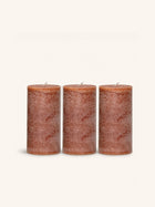 CANDLE - set/3 bougies - cire de paraffine - DIA 7 x H 14 cm - cannelle