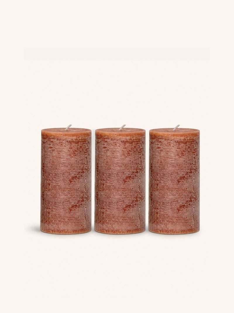 CANDLE - set/3 candles - paraffin wax - DIA 7 x H 14 cm - cinnamon