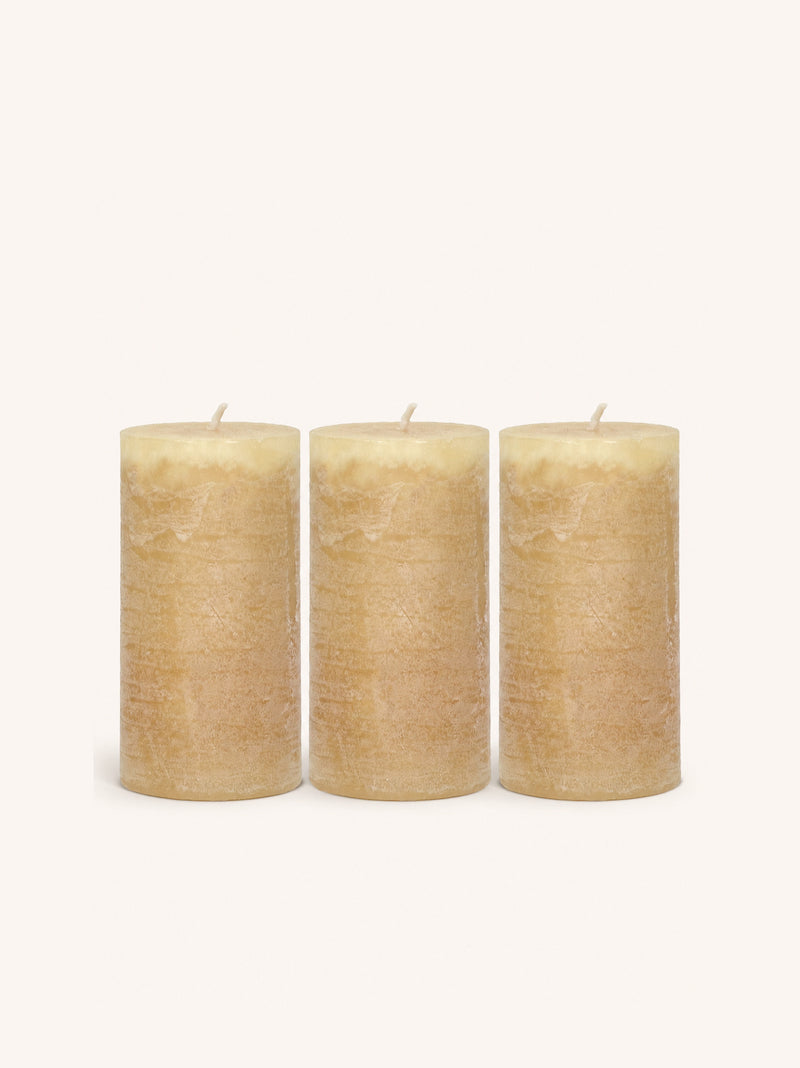 CANDLE - set/3 candles - paraffin wax - DIA 7 x H 14 cm - honey