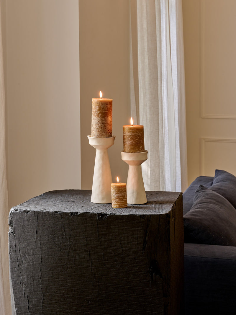 CANDLE - set/3 candles - paraffin wax - DIA 7 x H 14 cm - mustard