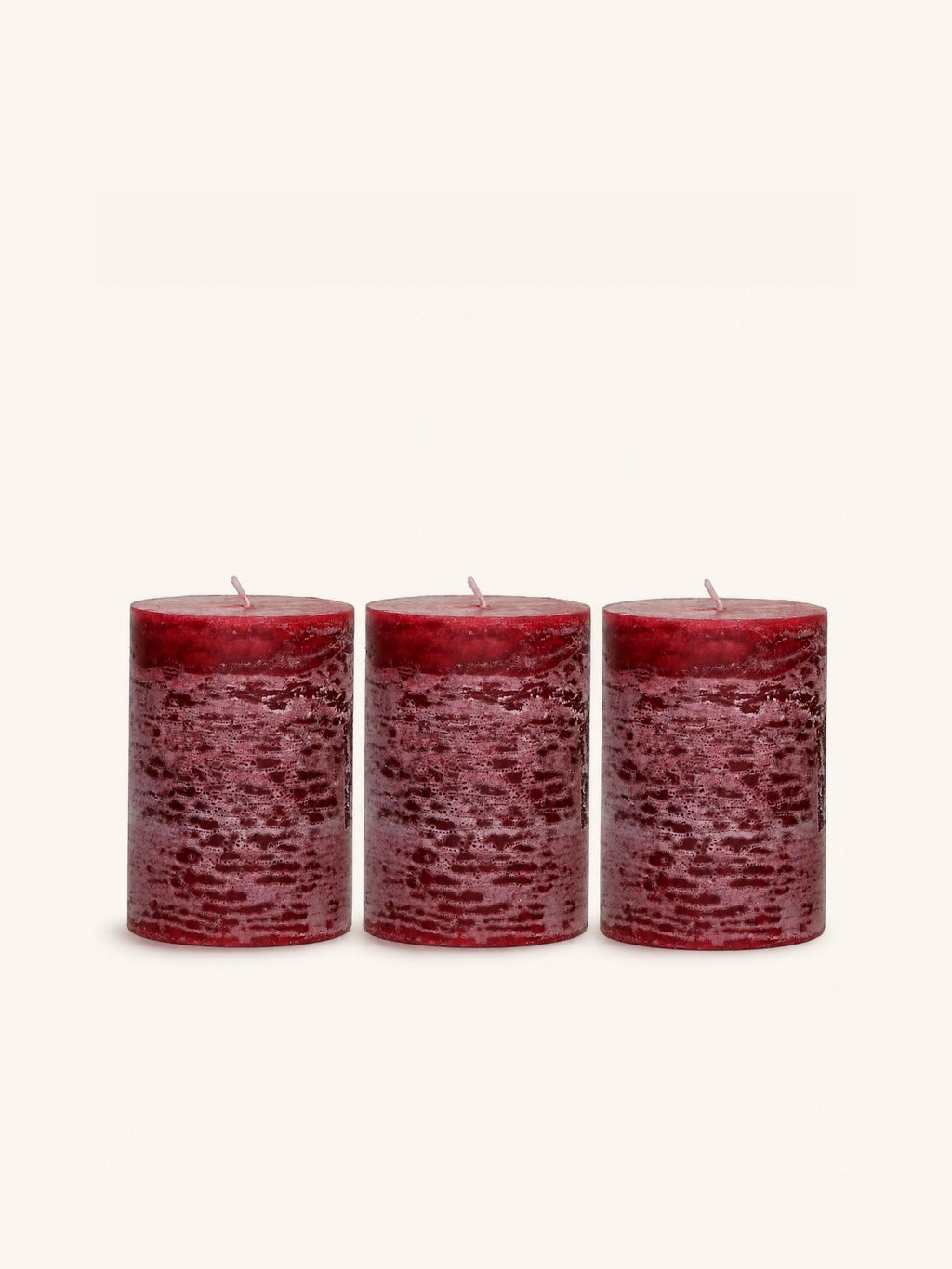 CANDLE - set/3 candles - paraffin wax - DIA 7 x H 10 cm - Bordeaux