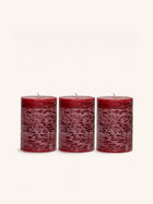 CANDLE - set/3 candles - paraffin wax - DIA 7 x H 10 cm - Bordeaux