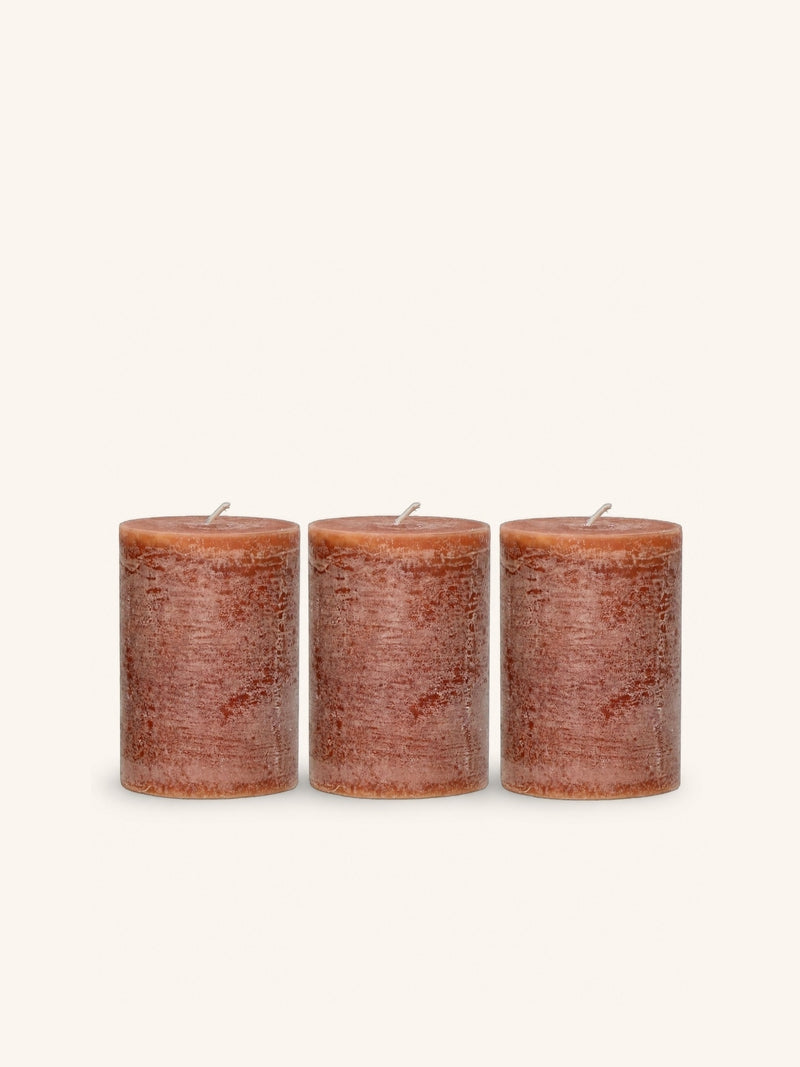 CANDLE - set/3 candles - paraffin wax - DIA 7 x H 10 cm - cinnamon