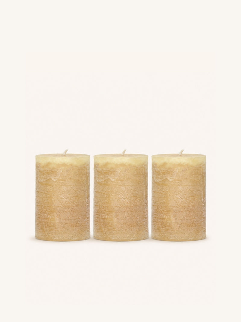 CANDLE - set/3 candles - paraffin wax - DIA 7 x H 10 cm - honey