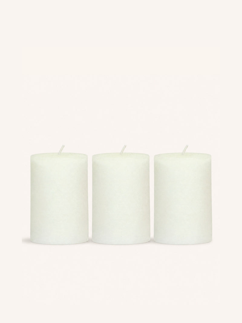 CANDLE - set/3 candles - paraffin wax - DIA 7 x H 10 cm - ivory